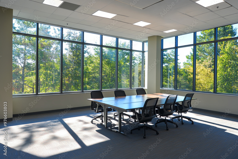 Fototapeta premium Bright office space with large windows and plenty of natural light 
