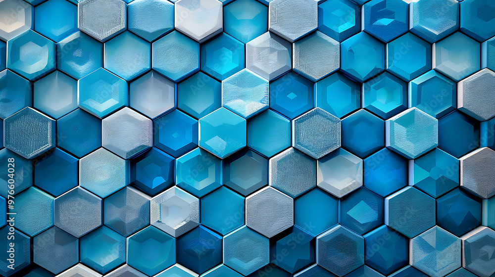 Seamless pattern of blue hexagon tiles. Seamless pattern of blue hexagon tiles.