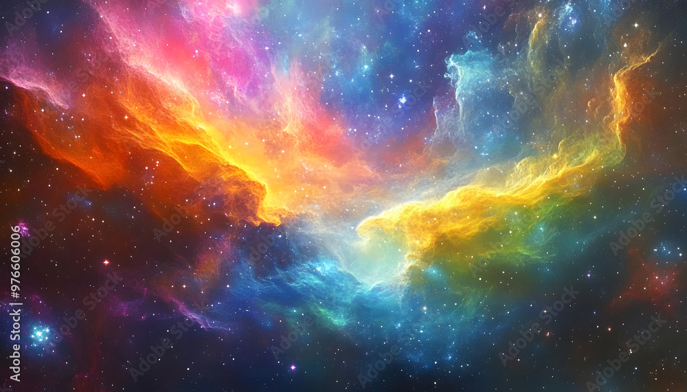 Fototapeta premium Galaxy Dreamscape: A vibrant, colorful galaxy with swirling stars and nebulae, evoking a sense of cosmic wonder.