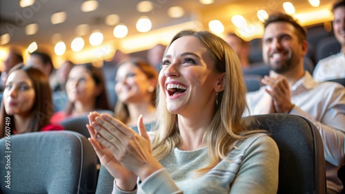 Excited Woman Applauding in Theater
 photo