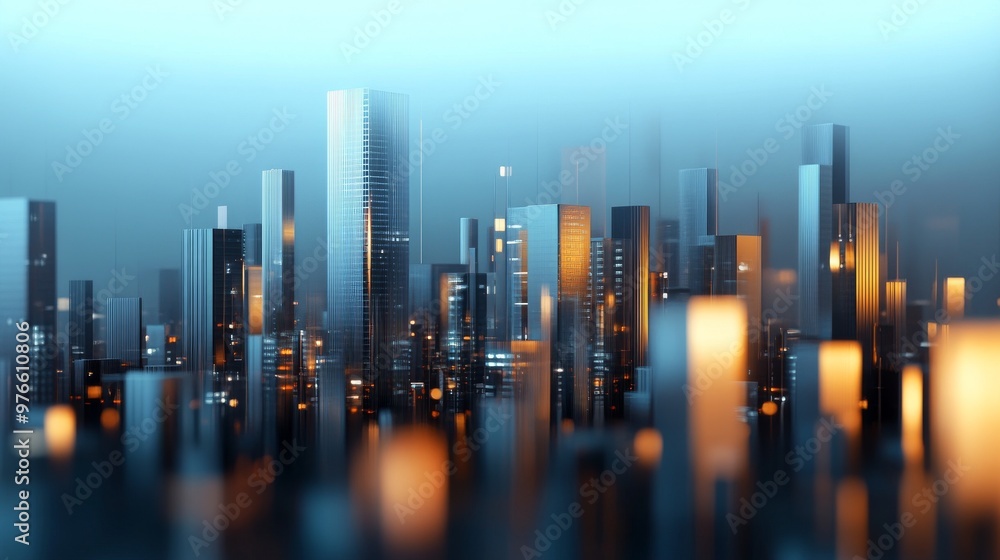 Futuristic Chrome-Covered Cityscape with Reflective Buildings Futuristic Chrome-Covered Cityscape with Reflective Buildings