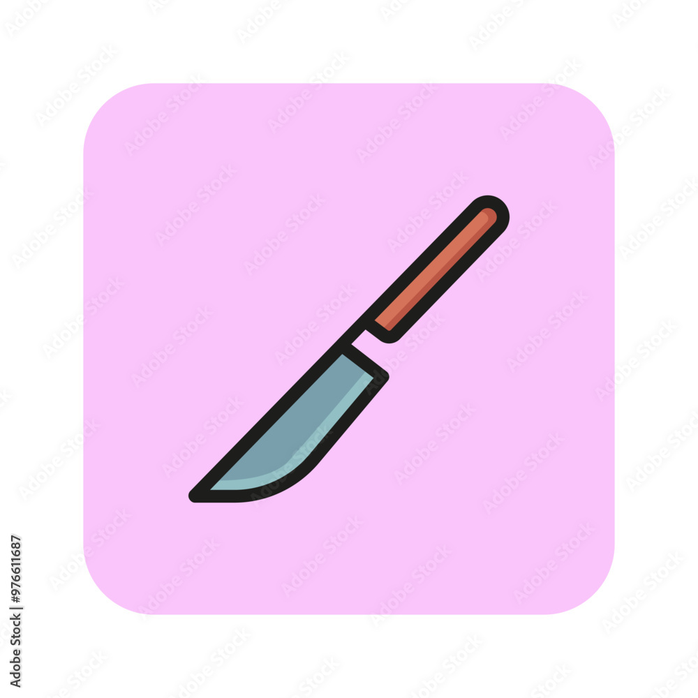 Whittling knife vector line icon. Craft, repair, instrument. Craft concept. Vector illustration can be used for topics like furniture, handicraft, renovation Whittling knife vector line icon. Craft, repair, instrument. Craft concept. Vector illustration can be used for topics like furniture, handicraft, renovation