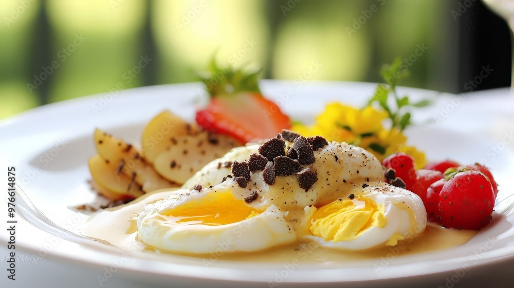 Delicious Poached Eggs with Chocolate and Fruit Delicious Poached Eggs with Chocolate and Fruit