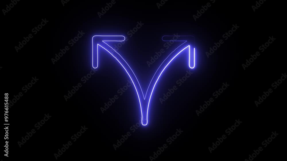 Glowing Neon Detour Icon Isolated on Black Background - HD Motion Graphics Animation Glowing Neon Detour Icon Isolated on Black Background - HD Motion Graphics Animation