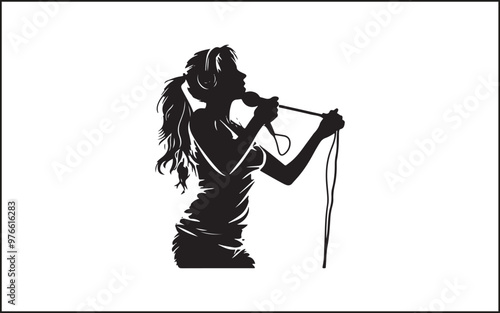 A set of high quality silhouette pop singer, country music, rock star and hiphop rapper artist vocal