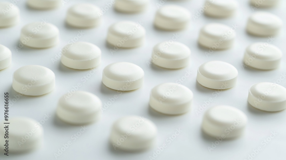 51. Close-up of milk tablets neatly arranged on a clean, white surface, showcasing their smooth texture and uniform shape with a subtle, creamy color 51. Close-up of milk tablets neatly arranged on a clean, white surface, showcasing their smooth texture and uniform shape with a subtle, creamy color