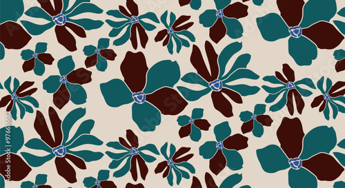 Modern tropical seamless floral pattern. Flower vintage textures for backgrounds, wallpapers, textiles and fashion.