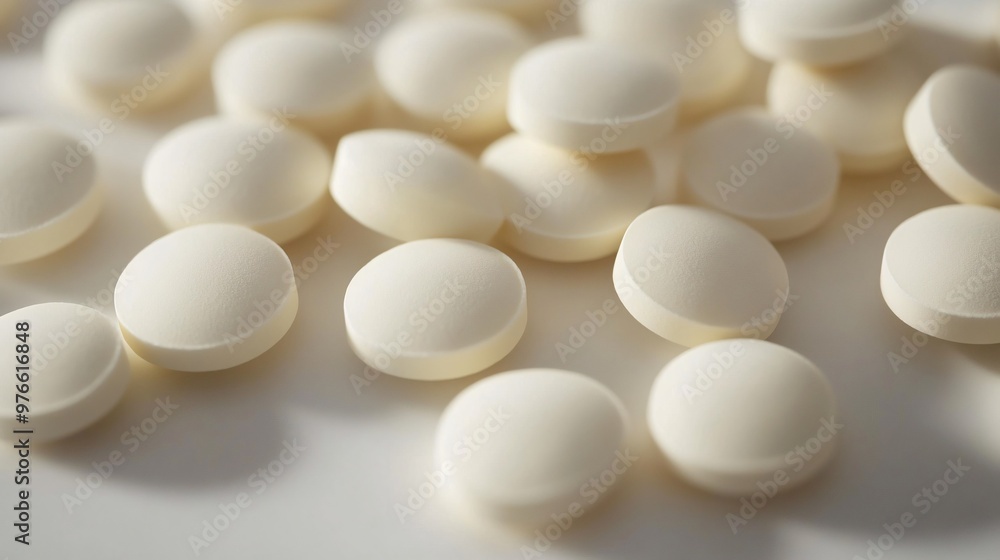 55. Creamy white milk tablets shown in close-up, highlighting their smooth surface and consistent shape, arranged on a minimalist background 55. Creamy white milk tablets shown in close-up, highlighting their smooth surface and consistent shape, arranged on a minimalist background