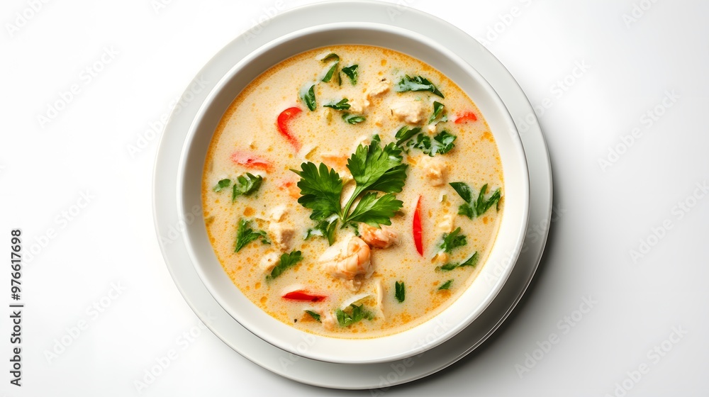 Delicious creamy thai soup with shrimp and fresh herbs – a perfect fusion of flavor and comfort Delicious creamy thai soup with shrimp and fresh herbs – a perfect fusion of flavor and comfort