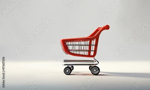 Online shopping concept - trolley cart full of presents. Black Friday and Ciber Mondey. photo