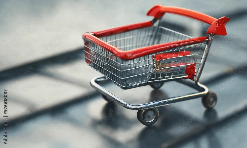 Shopping cart full of household goods, black friday concept Shopping cart full of household goods, black friday concept
