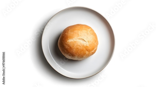 Wallpaper Mural Freshly baked bread roll on a plate against a minimalist white background Torontodigital.ca