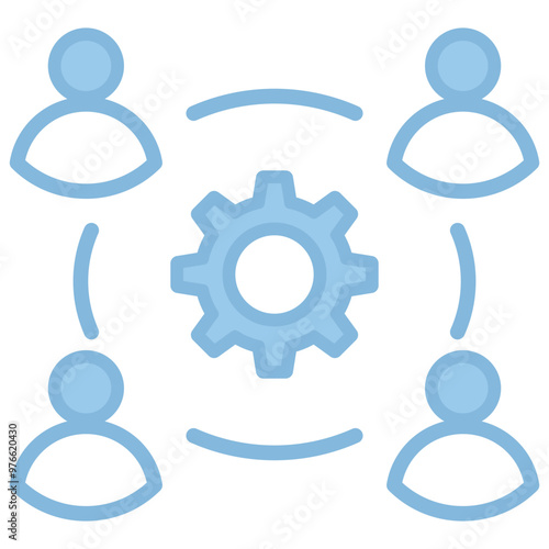 Teamwork icon with line color style