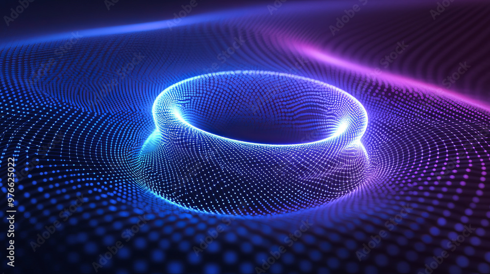 Torus Field Vector 3D torus composed of dots and lines. Concept of electromagnetic force ...