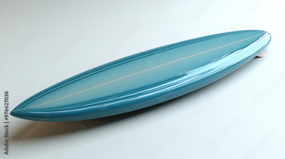 A sleek blue surfboard designed for riding ocean waves. A sleek blue surfboard designed for riding ocean waves.