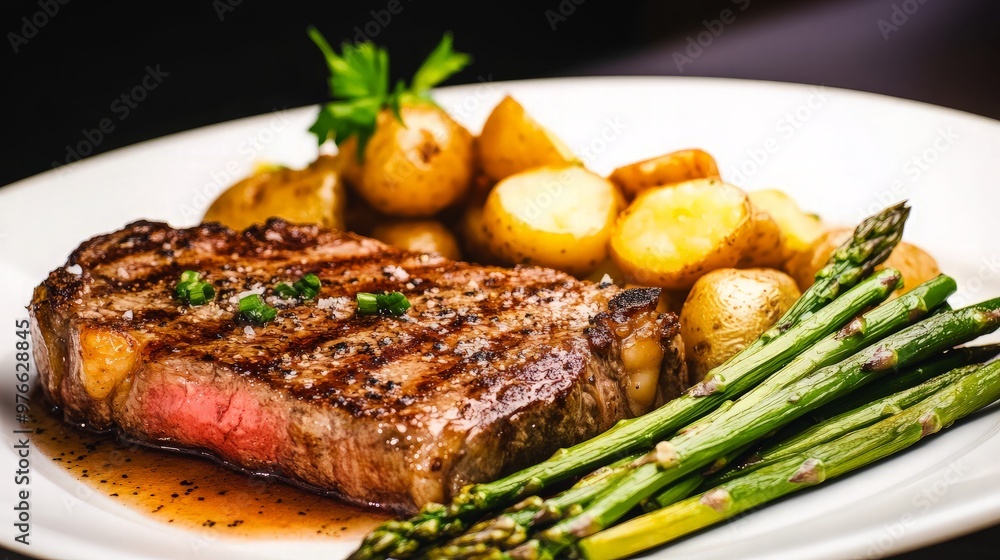 Grilled Steak with Potatoes and Asparagus Grilled Steak with Potatoes and Asparagus