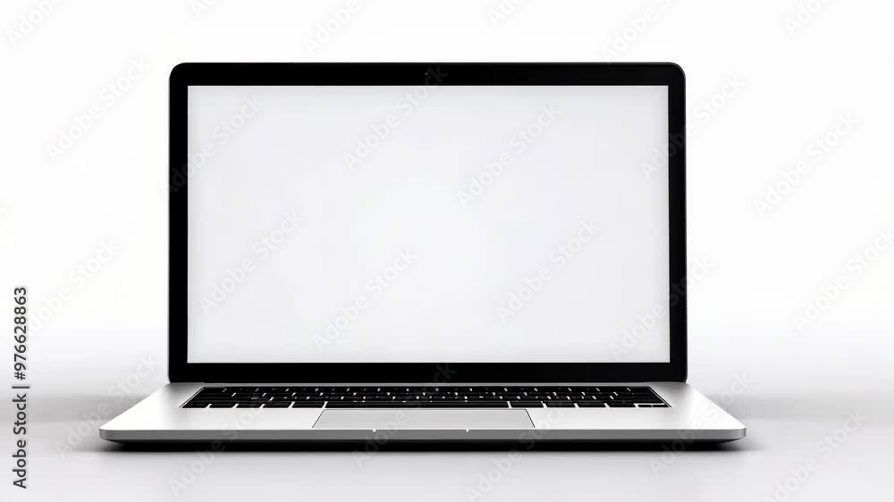 Exploring a modern laptop setup with a minimalist design in a bright, clean workspace Exploring a modern laptop setup with a minimalist design in a bright, clean workspace
