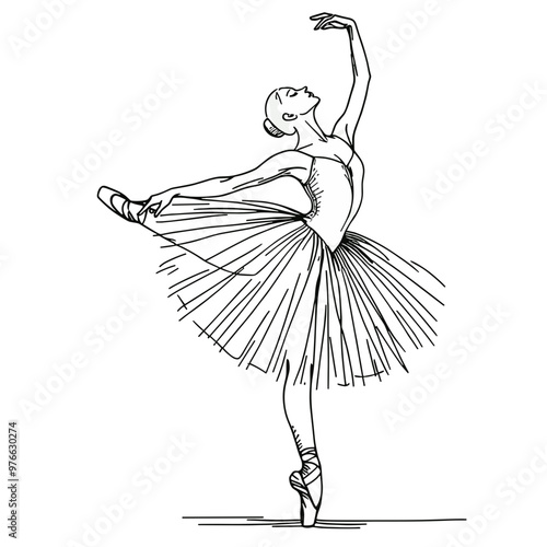 Elegant Ballet Dancer Line Art Illustration