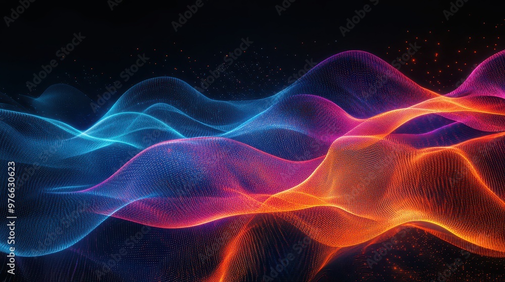Intersecting flowing lines in electric blue, orange, and pink, forming a kinetic abstract mesh, dynamic abstract mesh, colorful digital energy Intersecting flowing lines in electric blue, orange, and pink, forming a kinetic abstract mesh, dynamic abstract mesh, colorful digital energy
