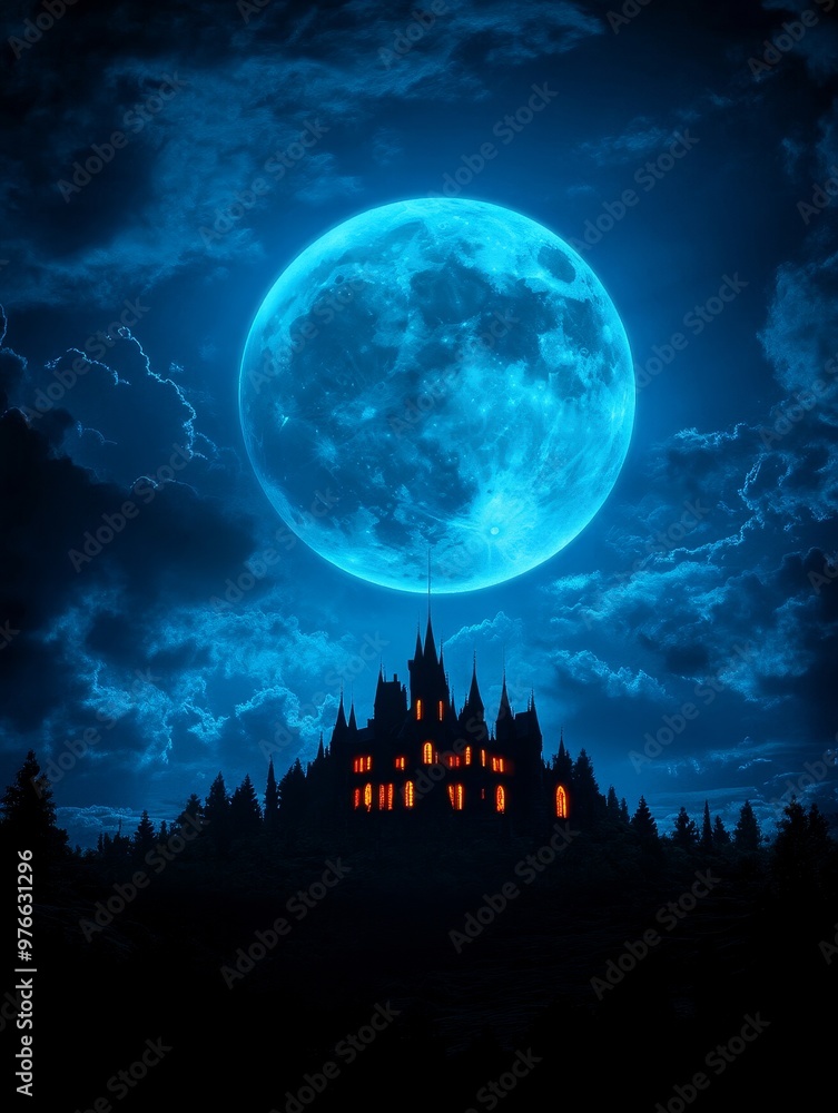 An enchanting castle stands tall under a giant blue moon, with glowing windows illuminating the night. The scene evokes mystery, magic, and a sense of wonder, inviting viewers to explore its secrets. An enchanting castle stands tall under a giant blue moon, with glowing windows illuminating the night. The scene evokes mystery, magic, and a sense of wonder, inviting viewers to explore its secrets.