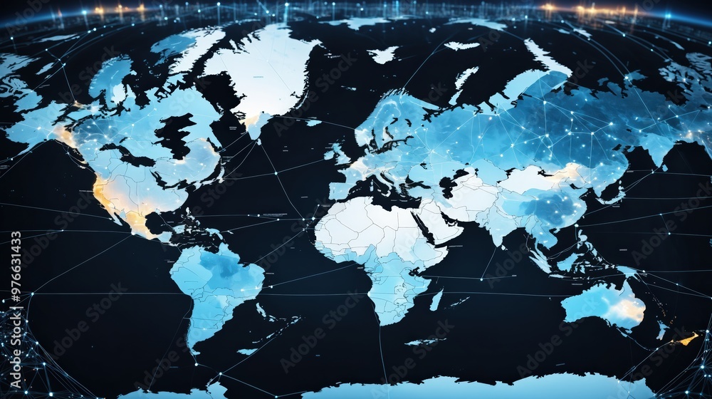 Fototapeta premium communication concept with globe and world map