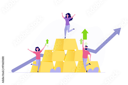 Gold investment concept. Represents investing in gold, ETFs, and strategies for making a profit, saving, and managing wealth.