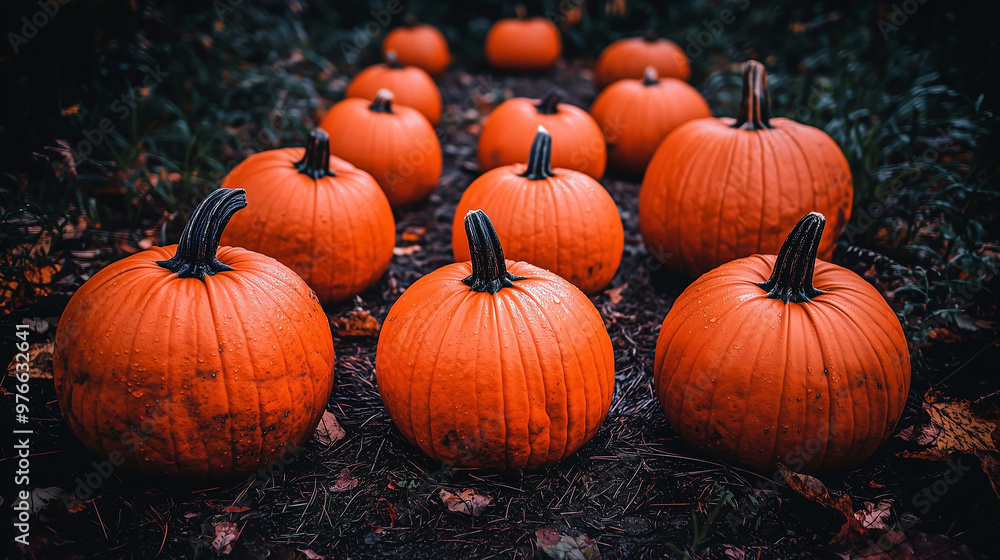 Sinister Shadows, A Popular Pumpkin Patch with a Path Leading into the Deep, Dark Forest Sinister Shadows, A Popular Pumpkin Patch with a Path Leading into the Deep, Dark Forest