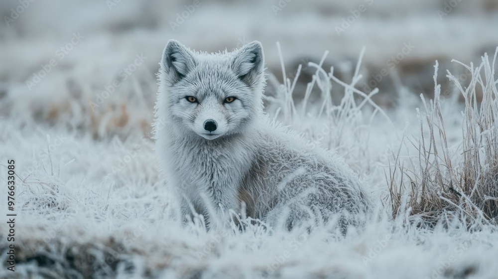 Obraz premium Flash freeze hits the tundra animals struggle in subzero temperatures their fur crusted with ice dramatic snapshot of survival as the frozen landscape turns deadly