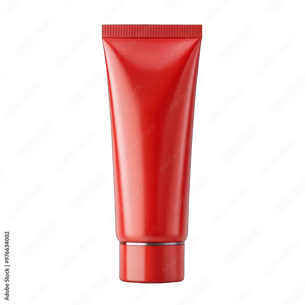 Red tube mockup isolated on transparent background Red tube mockup isolated on transparent background