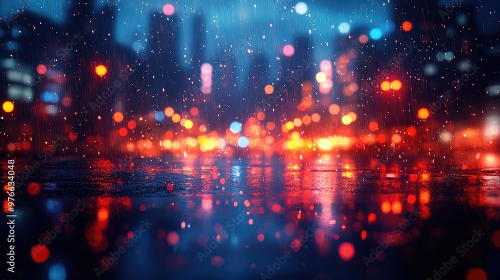 Obraz premium Stunning Blurred Urban Night Lights Create a Dreamy Atmosphere Perfect for Backgrounds and Creative Projects