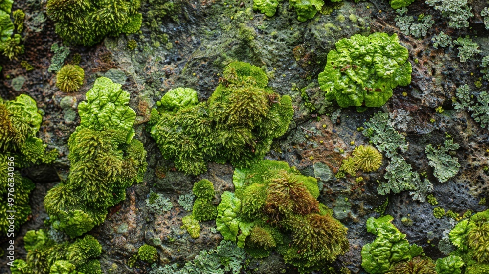 Close-up of Moss and Lichen on Rock Close-up of Moss and Lichen on Rock