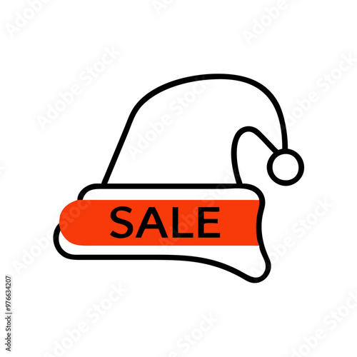 Santa hat with sale tag in minimalistic style photo