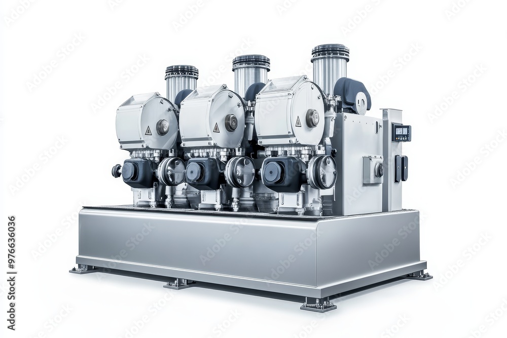 Fototapeta premium Industrial Mixer Machinery for Manufacturing Processes, showcasing advanced technology and automation in modern industrial applications.