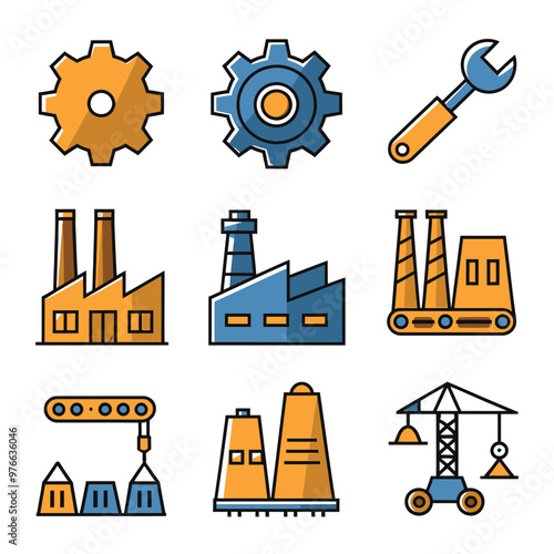 vector icons representing home fix and factory maintenance, gas and electricity maintenance