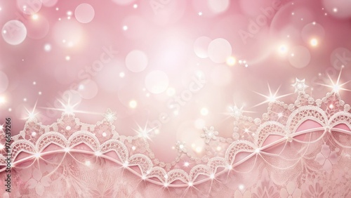 Soft pink background adorned with delicate lace and glimmering accents, transporting you to a whimsical world fit for