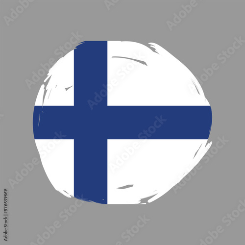 Finland flag with paint brush stroke grunge texture design. Grunge brush stroke design. Vector