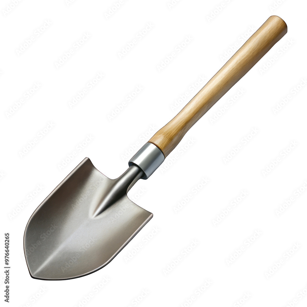 Shovel with wooden handle isolated on transparent background Shovel with wooden handle isolated on transparent background
