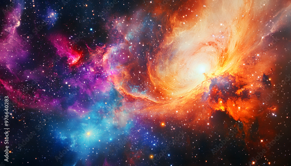 Obraz premium Galaxy Dreamscape: A vibrant, colorful galaxy with swirling stars and nebulae, evoking a sense of cosmic wonder.