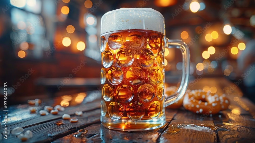 Octoberfest Delight: Mug of German Beer and Soft Pretzels Octoberfest Delight: Mug of German Beer and Soft Pretzels