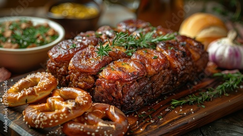 Bavarian Delight: Savory Meat Loaf and Pretzels Combo