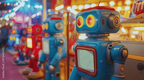 Retro Robot Toys at Amusement Park