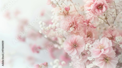 Wallpaper Mural Delicate pink blossoms, soft petals blending together, gentle white accents, evoking a serene and tranquil floral arrangement, perfect for springtime aesthetics Torontodigital.ca