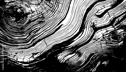 Distressed wood and grainy grunge texture - black and white vector overlay