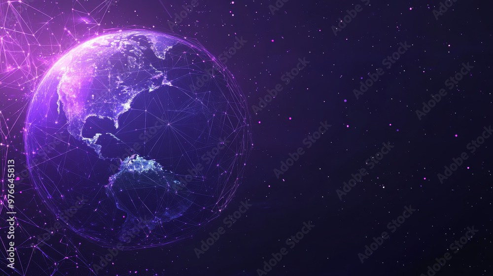 Space planet background with an astronomy theme. This abstract technological cosmos background features a purple-colored planet Earth. The design emphasizes the universe or galaxy concept digital. Space planet background with an astronomy theme. This abstract technological cosmos background features a purple-colored planet Earth. The design emphasizes the universe or galaxy concept digital.