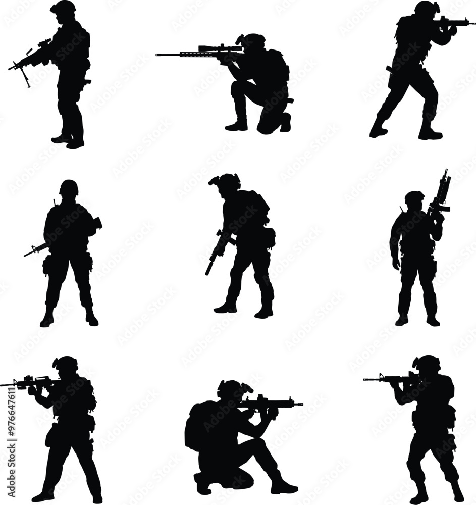 Silhouette of a special forces soldier Silhouette of a special forces soldier