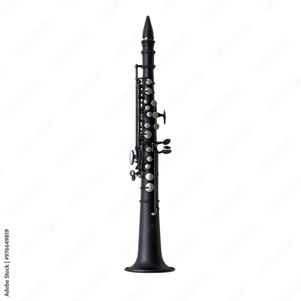 Black clarinet on a dark background, showcasing musical instrument design Black clarinet on a dark background, showcasing musical instrument design