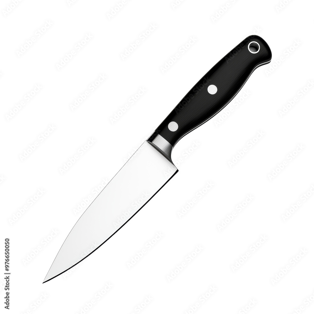 Sleek kitchen knife with a sharp stainless steel blade and black handle Sleek kitchen knife with a sharp stainless steel blade and black handle