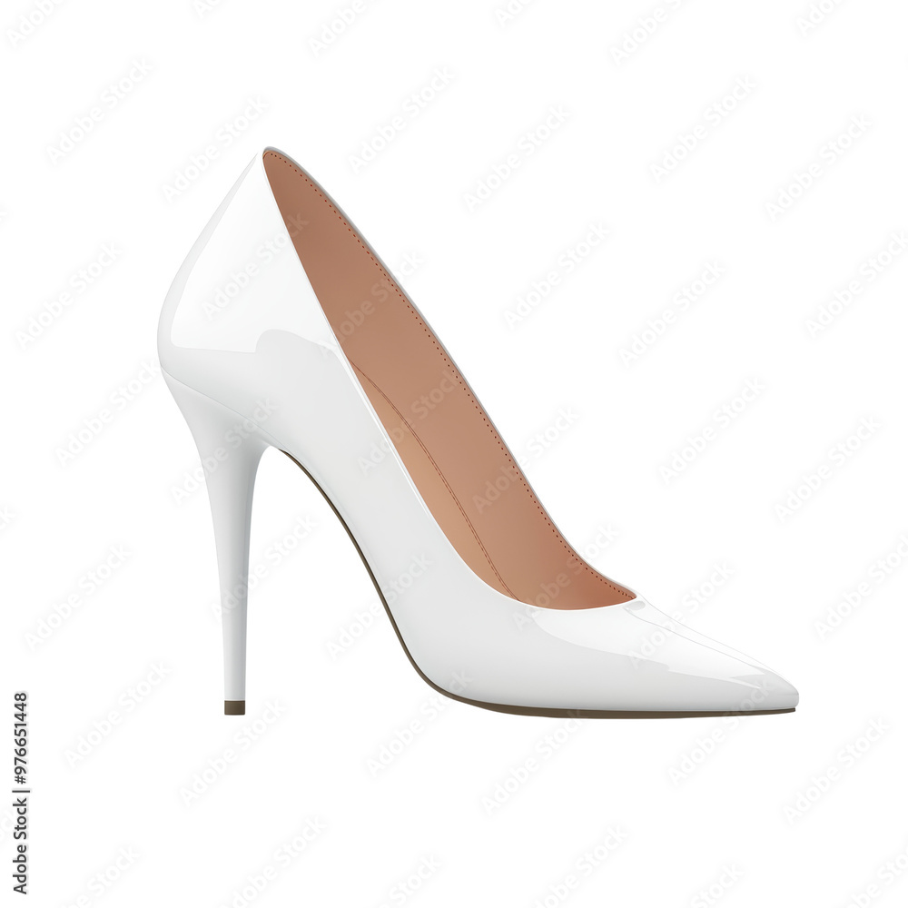 Elegant white high heel shoe on transparent background Elegant white high heel shoe on transparent background