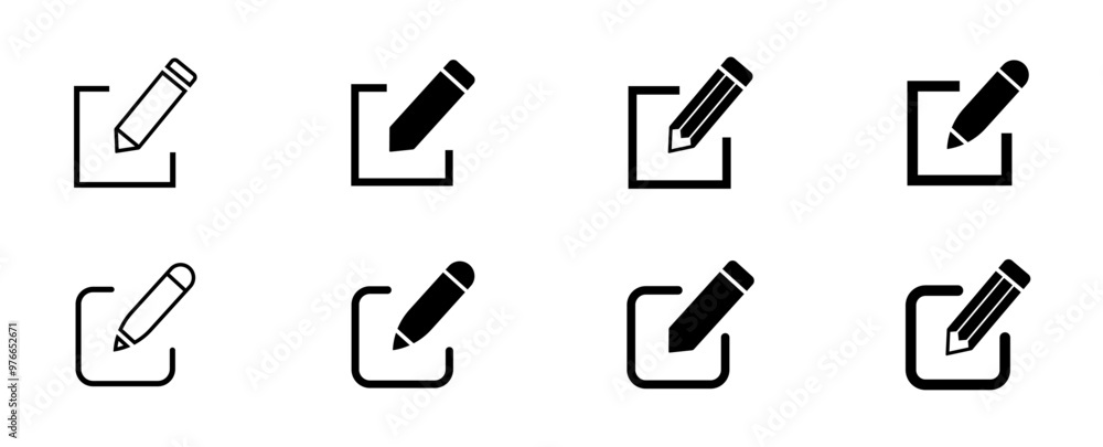 Pen. Edit icon set. Notepad edit document with pencil and pen icon. Pen sign up icon. Business concept note edit pictogram. Vector illustration. Pen. Edit icon set. Notepad edit document with pencil and pen icon. Pen sign up icon. Business concept note edit pictogram. Vector illustration.