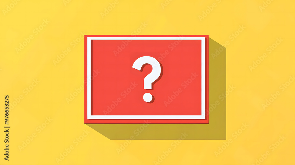 A red Question Mark on a White Card with a Yellow Background design A red Question Mark on a White Card with a Yellow Background design